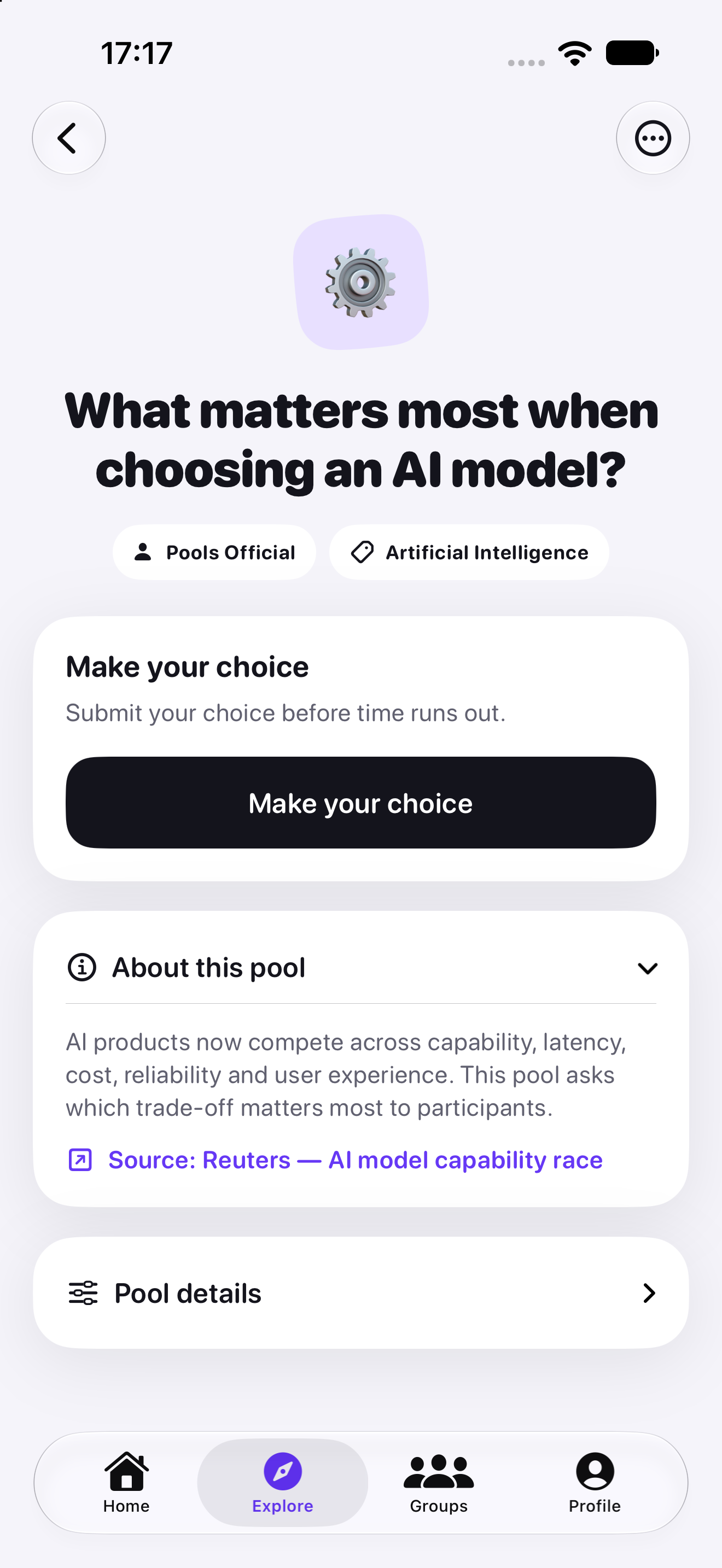 Pools question: What matters most when choosing an AI model?